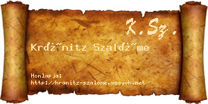Kránitz Szalóme névjegykártya